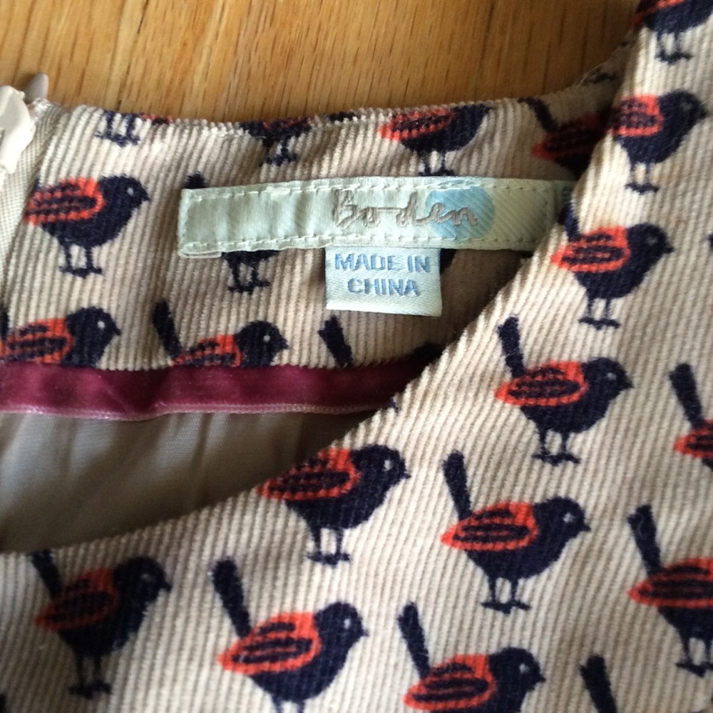 BODEN beautiful bird print dress like new
